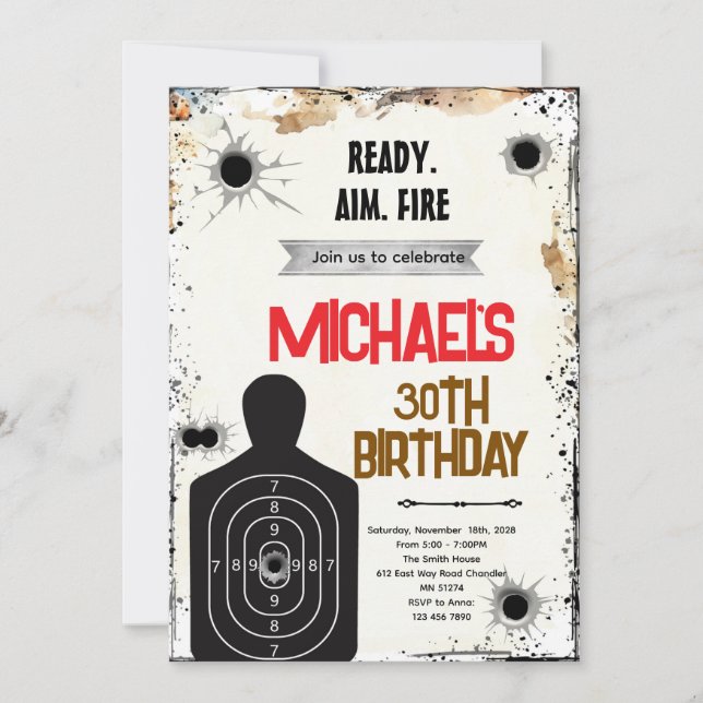 Convite Shooting Range birthday party Invitation (Frente)
