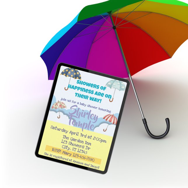 Convite Showers of Happiness Umbrella Baby Shower (Criador carregado)