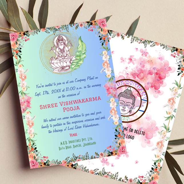 Convite Shree Vishwakarma Pooja Floral não é uma frase em  (Criador carregado)