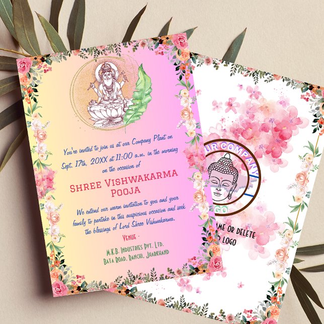 Convite Shree Vishwakarma Pooja Floral remains the same as (Criador carregado)