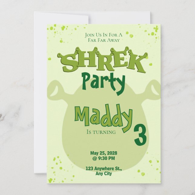 Convite Shrek Inspired Birthday Invitation | Far Far Away  (Frente)