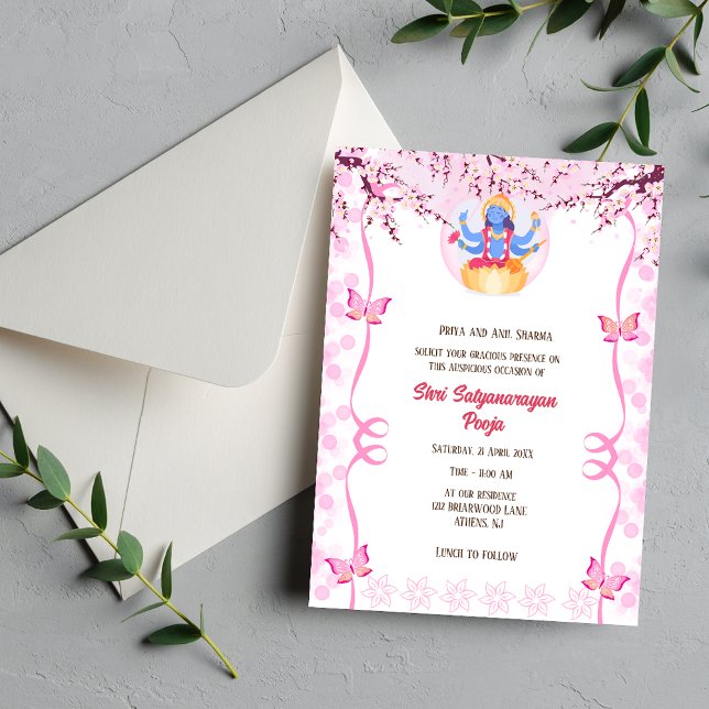 Convite Shri Satyanarayan Pooja Hindu (Criador carregado)