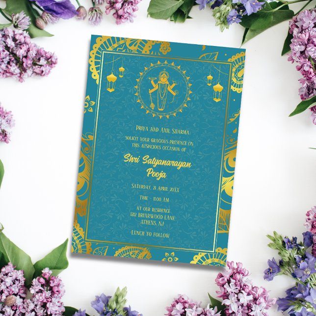 Convite Shri Satyanarayan Pooja Hindu (Criador carregado)