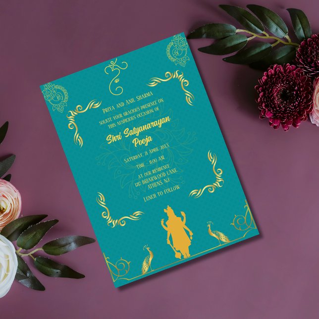 Convite Shri Satyanarayan Pooja Hindu (Criador carregado)