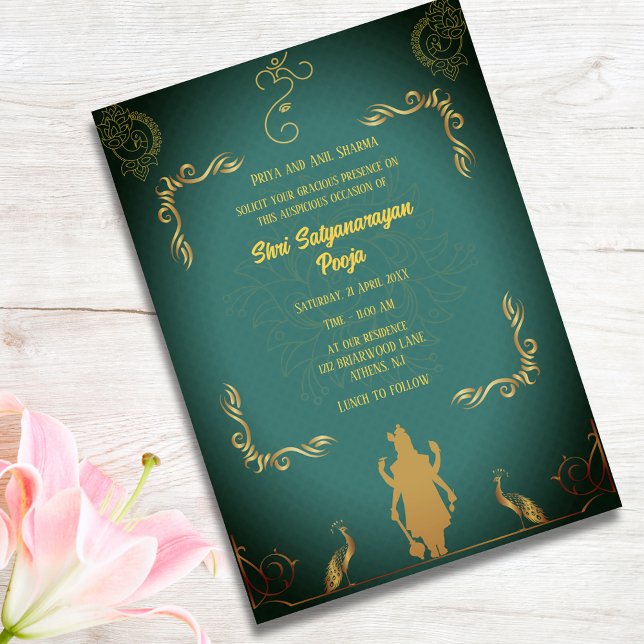 Convite Shri Satyanarayan Pooja Hindu (Criador carregado)
