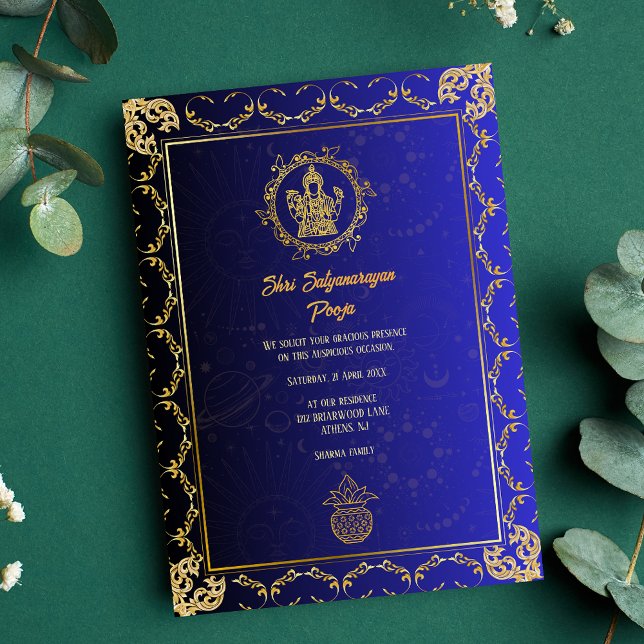 Convite Shri Satyanarayan Pooja Minimamente Hindu Indiano (Criador carregado)