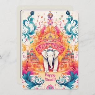 Convite 🐘 Shubh Diwali com Elegância Watercolor