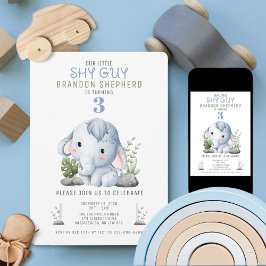 Convite Shy Guy Elephant Birthday Invitation