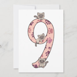 Convite Siamese Cat Nono Aniversário Para Crianças Gatos C