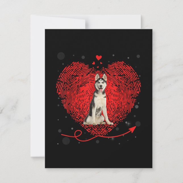 Convite Siberian Husky Heart Love | Presente de Namorados  (Frente)