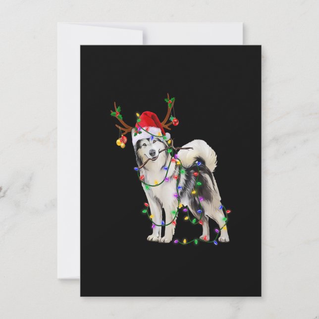 Convite Siberian Husky Tree Christmas Lights Xmas Paja (Frente)