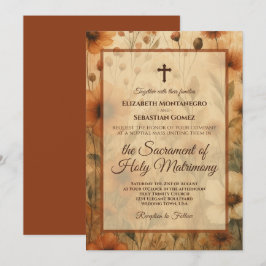 Convite Sienna Boho Watercolor Floral Catholic Wedding