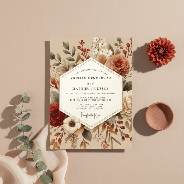 Convite Sienna Botanical Autumn Romance Wedding (Criador carregado)
