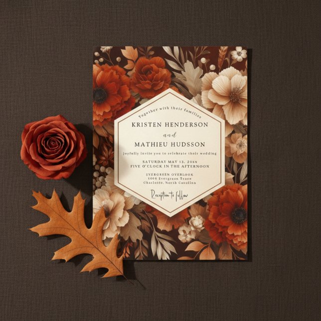 Convite Sienna Botanical Autumn Wedding (Criador carregado)