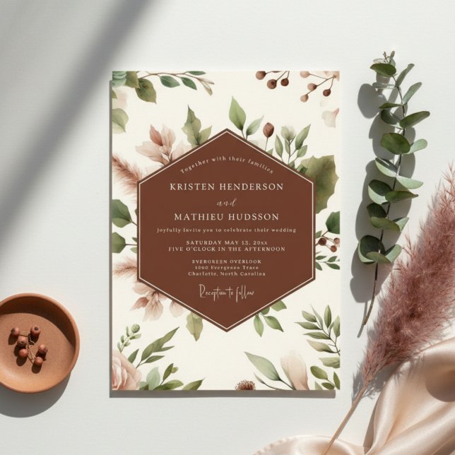 Convite Sienna Botanical Romance Wedding (Criador carregado)