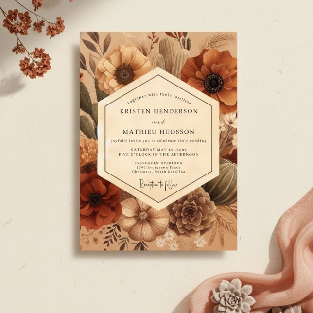 Convite Sienna Earthy Bloom Wedding (Criador carregado)