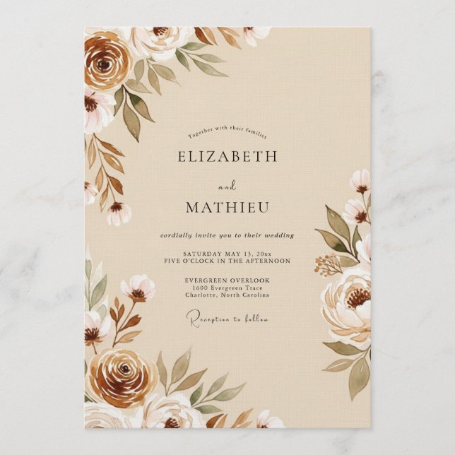 Convite Sienna Ethereal Bloom Wedding (Frente)