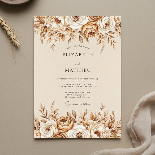 Convite Sienna Ethereal Flourish Wedding (Criador carregado)