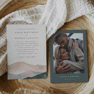 Convite Sierra Dusk Desert Blush & Slate Photo Weding