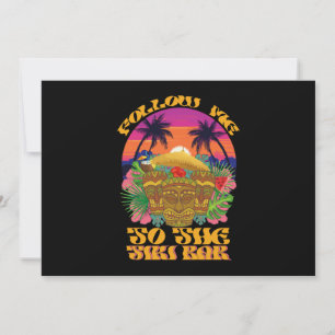 Convite Siga-me para o Tiki Bar Festa de Luau Havaiano