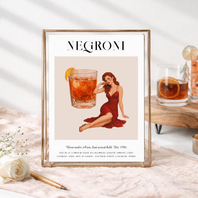 Convite Signature Cocktail | Aries Zodiac Birthday (Criador carregado)