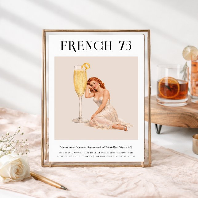 Convite Signature Cocktail | Cancer Zodiac Birthday (Criador carregado)