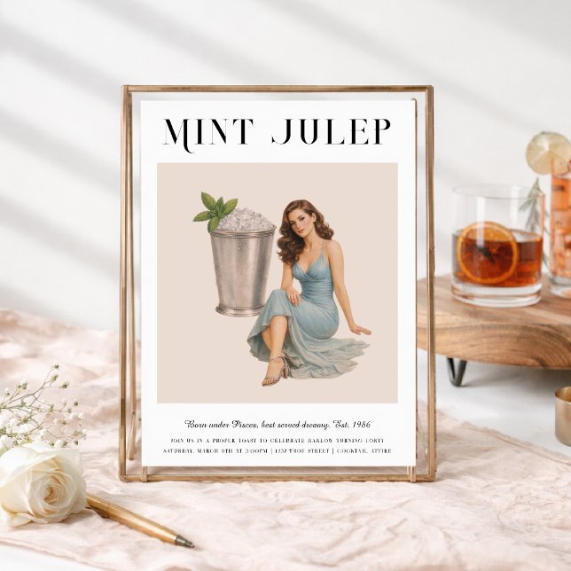 Convite Signature Cocktail | Pisces Zodiac Birthday (Criador carregado)