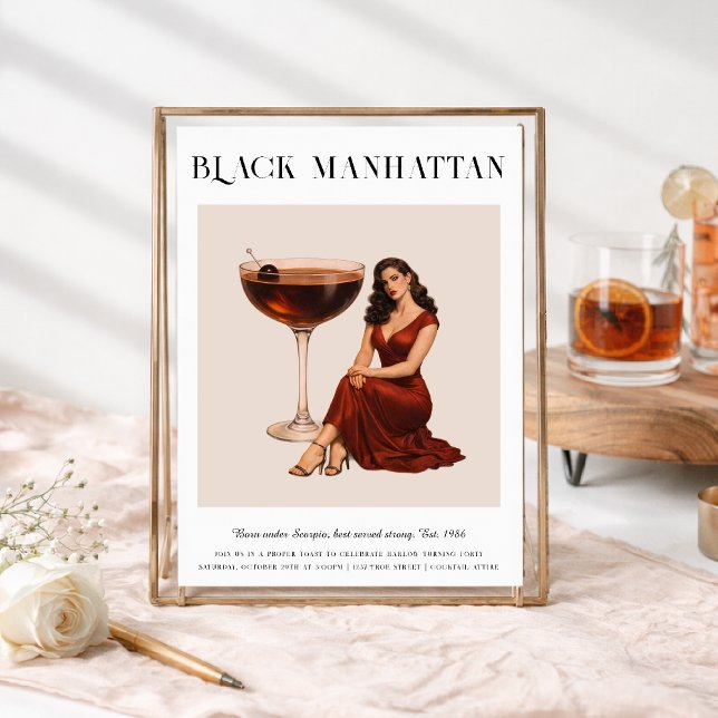 Convite Signature Cocktail | Scorpio Zodiac Birthday (Criador carregado)