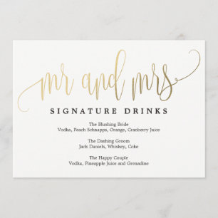 Convite Signature Drinks Sinal de Casamento - Linda Caligr