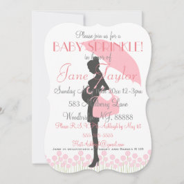 Convite Silhouette Baby Sprinkle Rosa