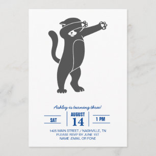 Convite Silhouette Dabbing cat - Escolher cor de fundo