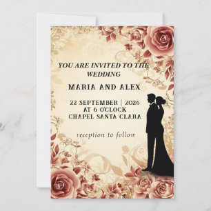 Convite Silhouette de Casamento Elegante em meio à Design