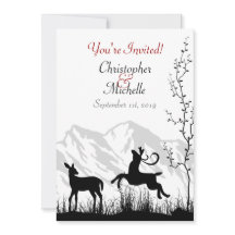 Silhouette Deer e Mountain Black, White Wedes