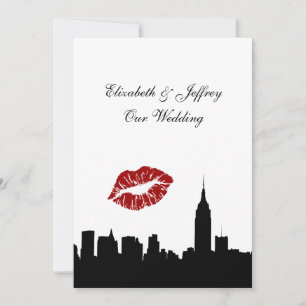 Convite Silhouette Skyline NYC, Kiss ESB #1 Casamento BW V