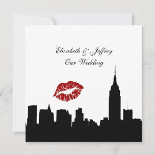 Convite Silhouette Skyline NYC, Kiss ESB #1 SQ Casamento B