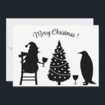 Convite silhouette snowman pinguin christmas elegante<br><div class="desc">silhouette snowman pinguin natal,  elegante minimalismo</div>
