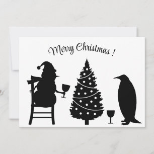 Convite silhouette snowman pinguin christmas elegante