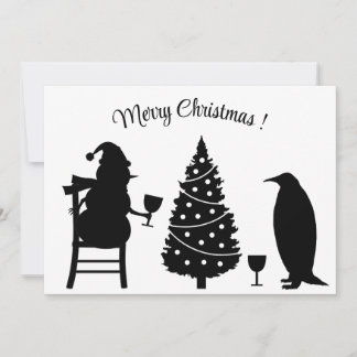 Convite silhouette snowman pinguin christmas elegante