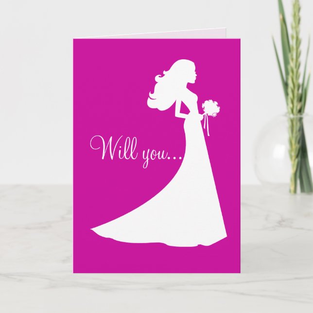 Convite Silhouette Will You Be My Bridesmaid Card (Frente)