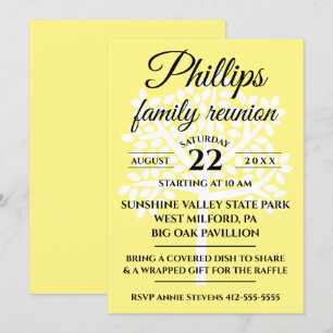 Convite Silhueta branca de árvore de união da família amar