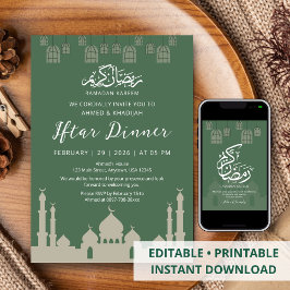 Convite Silhueta Clássica de Mesquita Jantar de Iftar do R