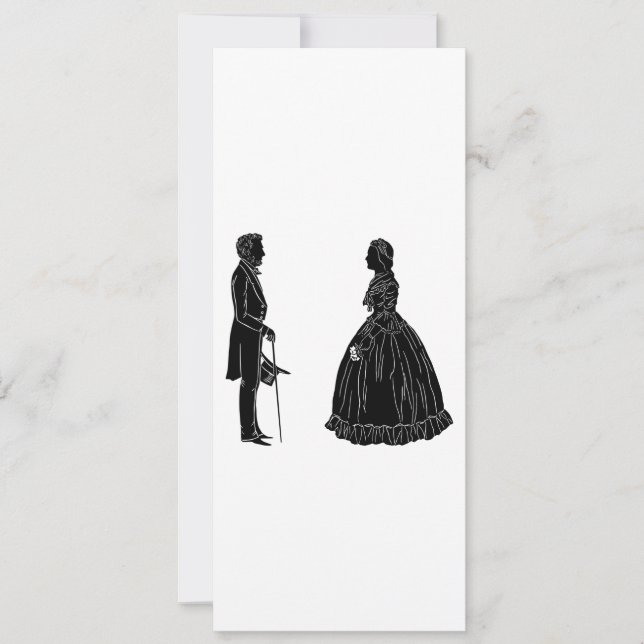 Convite silhueta de abraham lincoln mary todd lincoln (Frente)