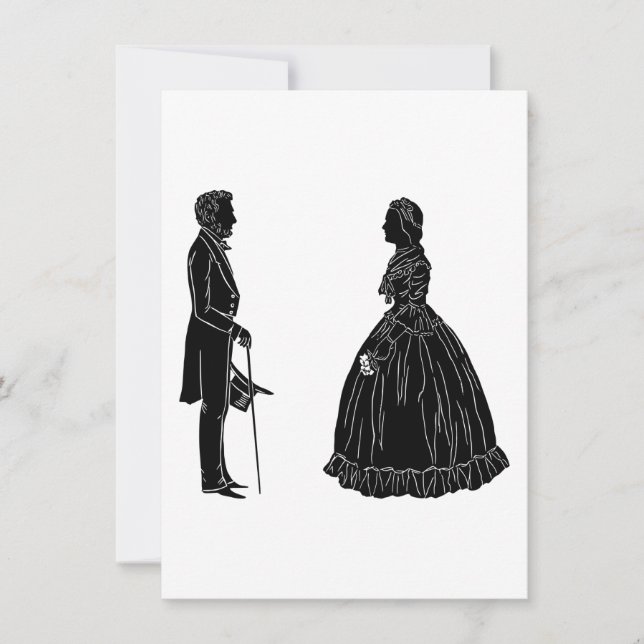 Convite silhueta de abraham lincoln mary todd lincoln (Frente)