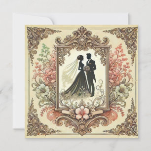 Convite Silhueta de Casamento Elegante Enquadrada
