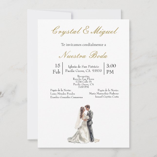 Convite Silhueta de novia y novio (Frente)