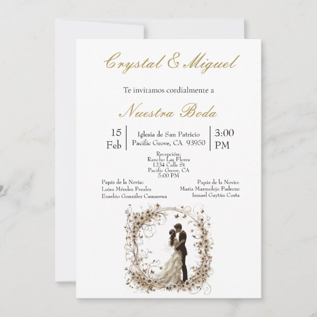 Convite Silhueta de novia y novio (Frente)