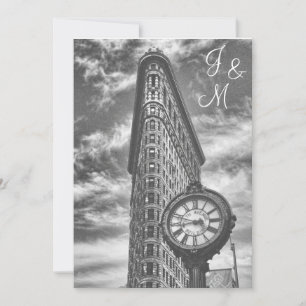 Convite Silhueta de NYC Edifício Flatiron e Relógio Casame