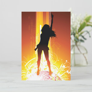 Convite Silhueta de pista de dança vibrante Pop Art