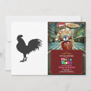 Convite Silhueta de rooster - Escolher cor de fundo