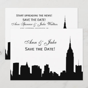 Convite Silhueta DIY de NYC em Fundo Colorido Save the Dat